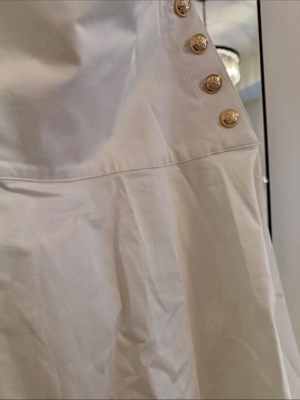 Astr Cream A-Line Skirt with Side Button Detail - Picture 3 of 5